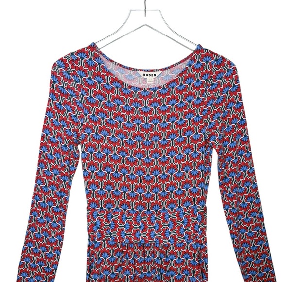 BODEN Abigail Long Sleeve Knit Jersey Women’s Geo Print Dress Sz 2 Regular - Picture 3 of 10